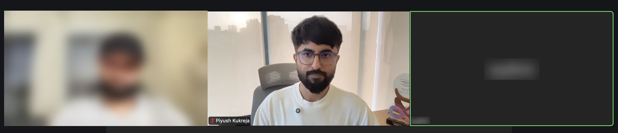 A private group call on Zoom with Piyush